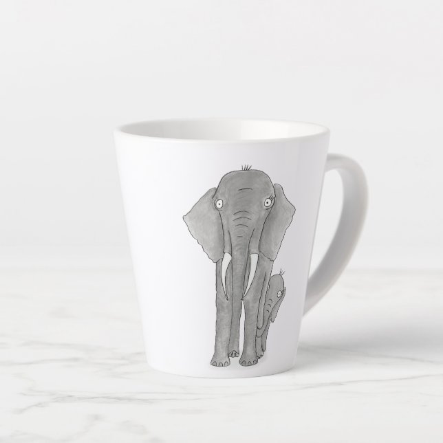 Mère et bébé mug en latte d'éléphant (Angle droit)