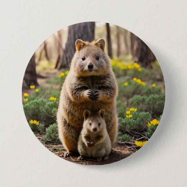 Mère Et Bébé Quokka, Bouton Badge (Devant)