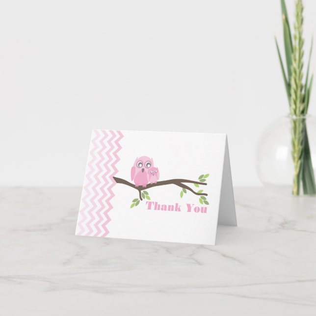Mère et Chouette rose Merci Chevron (Devant)