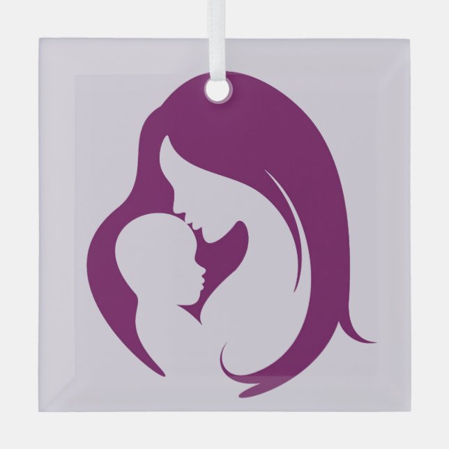 Mère et enfant ornement en verre violet (Recto)