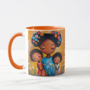 Mère et enfants colorés Jardin de nuit Mug