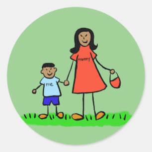 Mère et Fils Caractères de famille Stickers maman