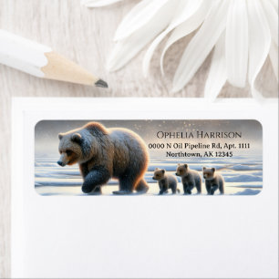 Mère Grizzly Oursons Toundra Arctique Gelée