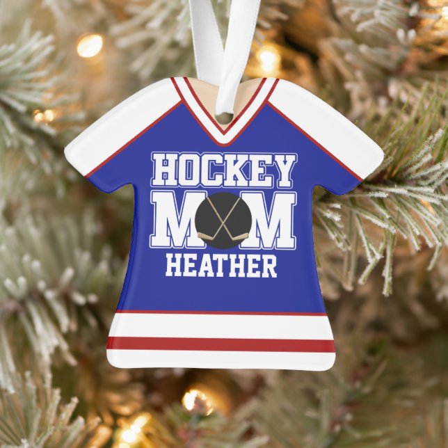 Mère Jersey de hockey sur glace bleu/rouge (Arbre)