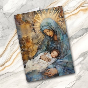 Mère Marie avec Bébé Jésus Carte de Noël