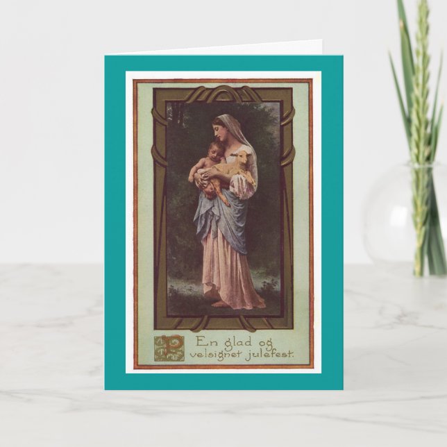 Mère Marie tenant La Carte De Vacances Enfant Chri (Devant)
