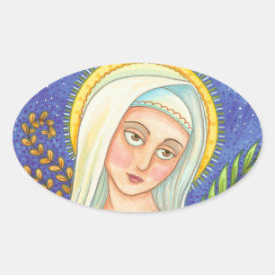Mère Mary Portrait CLASSIQUE OVAL STICKERS Feuille