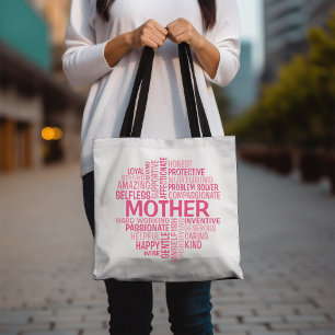 Mère Sac fourre-tout Cloud Word dans les tons rose