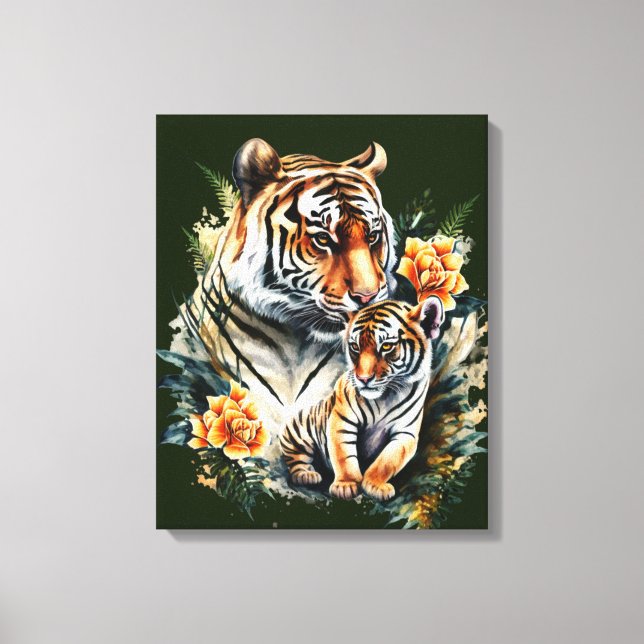 Mère Tigre avec son canevas pour bébé Imprimer (Recto)