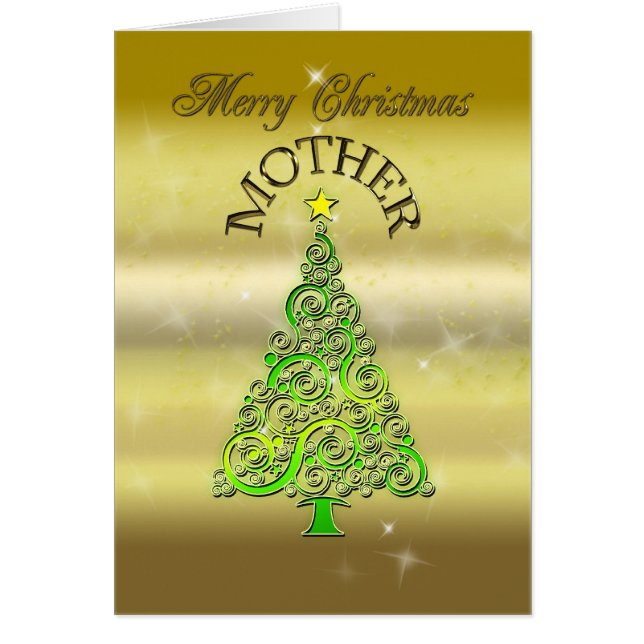 Mère, une carte de Noël à effet or (Devant)