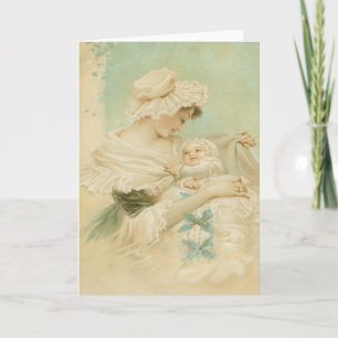 Mère victorienne détenant la carte de fête des mèr