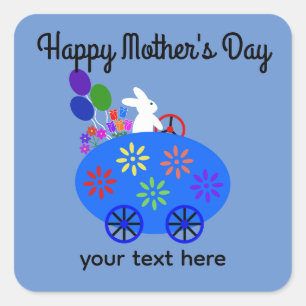 Mère's Day Bunny Riding Oeuf Voiture #2 Stickers