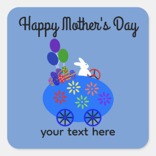 Mère's Day Bunny Riding Oeuf Voiture #3 Stickers