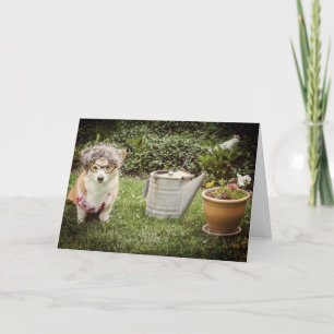 Mère's Day Gardening Corgi carte de voeux