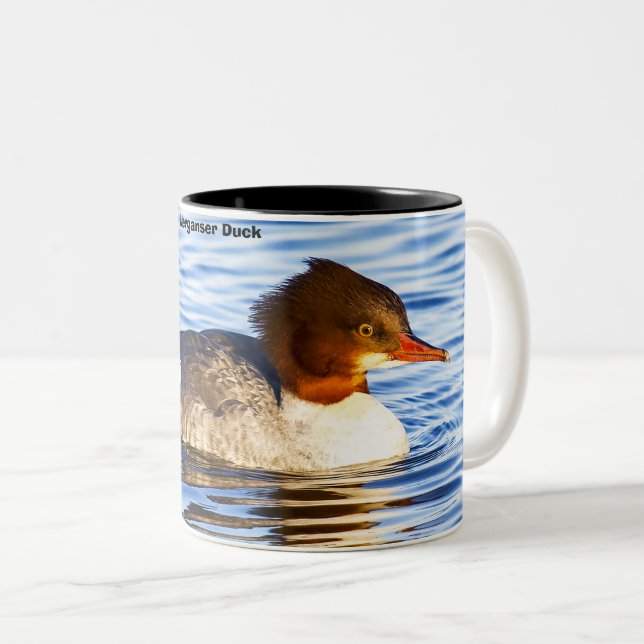 Merganser Duck Two-Tone Coffee Mug (Front Right)