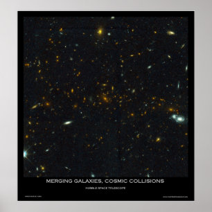 Merging Galaxies, Cosmic Collisions Poster