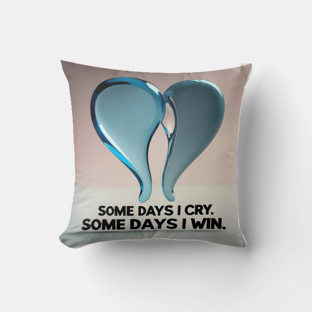Merging Hearts & Tears: 3D Union of Emotion Throw Pillow (Front)