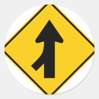 Merging Traffic Highway Sign (Left) Classic Round Sticker