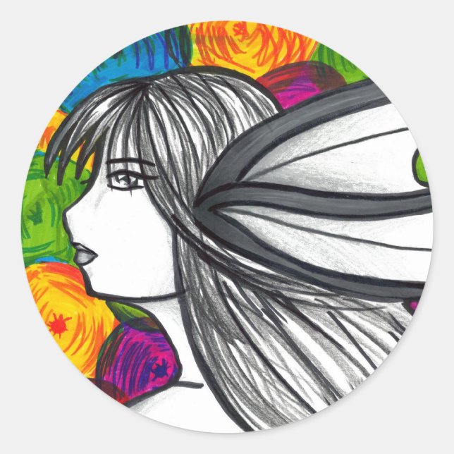 Mergirl of the Neon Lights Classic Round Sticker (Front)
