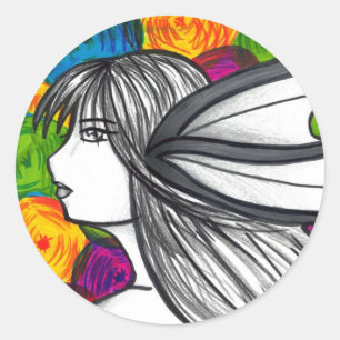 Mergirl of the Neon Lights Classic Round Sticker