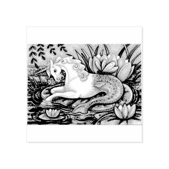 MERHORSE & LILY PADS FANTASY RUBBER STAMP (Imprint)