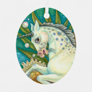 MERHORSE & WHITE OCTOPUS, FANTASY UNICORN HORSE METAL ORNAMENT