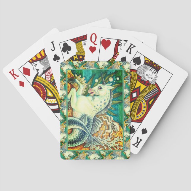 MERHORSE & WHITE OCTOPUS, FANTASY UNICORN HORSE PLAYING CARDS (Back)