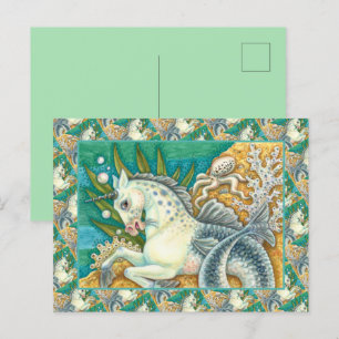 MERHORSE & WHITE OCTOPUS, FANTASY UNICORN HORSE POSTCARD
