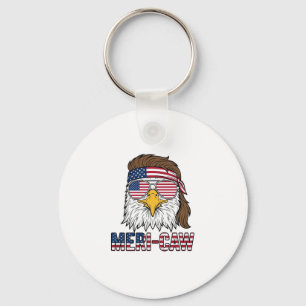 Meri-Caw Patriotic Eagle Vintage Engraving Shirt_1 Keychain