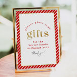 MERI Christmas Party Secret Santa Gift Exchange Poster<br><div class="desc">This Secret Santa gift exchange sign features red and white candy cane stripes with a festive faux gold foil font. This poster sign is perfect for your Christmas dinner or office holiday party gift exchange.</div>
