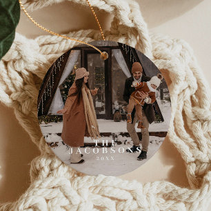 MERI Festive Family Photo Christmas Holiday Ceramic Ornament