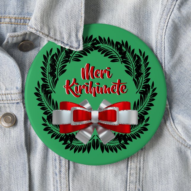 Meri Kirihimete Maori for Merry Christmas 6 Inch Round Button (In Situ)