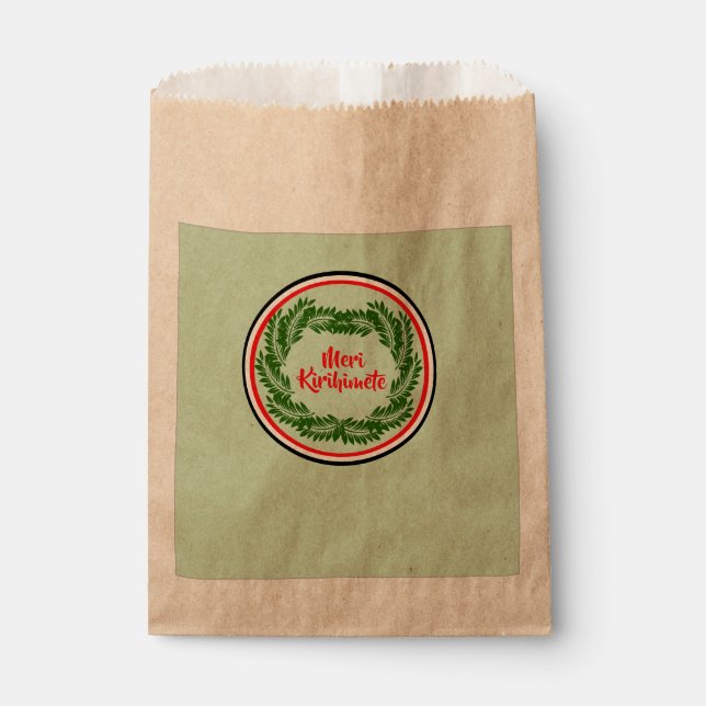 Meri Kirihimete Maori Merry Christmas Favour Bag (Front)