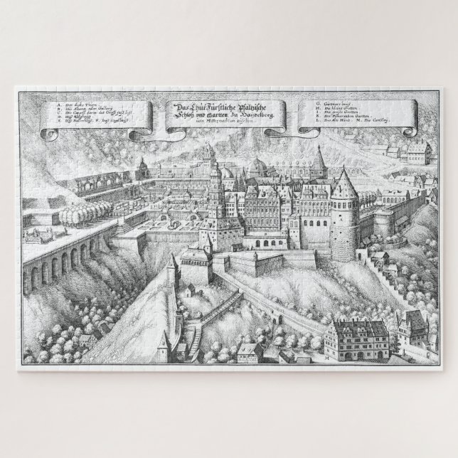 MERIAN: Heidelberg Castle and Royal Gardens 1620 Jigsaw Puzzle (Horizontal)