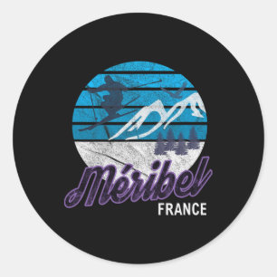 Meribel French Alps Moutiers France Ski Snowboardi Classic Round Sticker