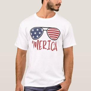Merica 4 juillet Lunettes de soleil T-shirt été