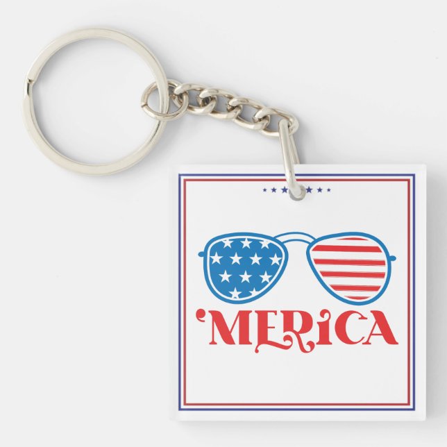 Merica 4th of July Design-32042 Keychain (Front)