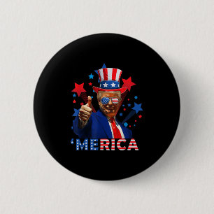 Merica 4th Of July Fireworks Funny Trump Independe 2 Inch Round Button