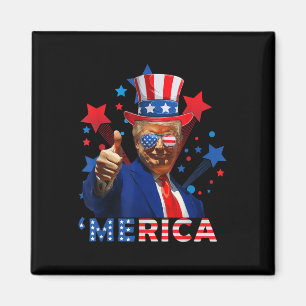 Merica 4th Of July Fireworks Funny Trump Independe Magnet