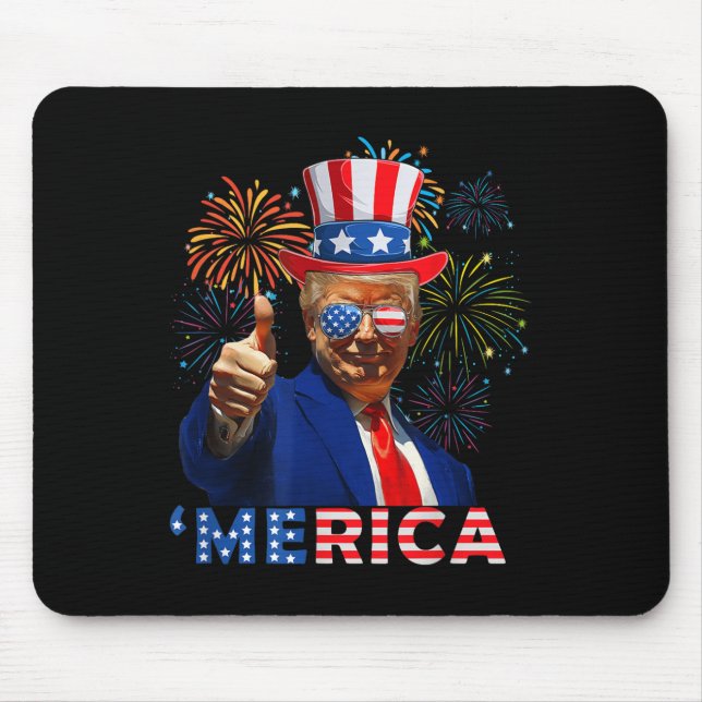 Merica 4th Of July Funny Trump Fireworks Independe Mouse Pad (Front)