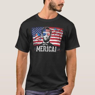 Merica 4th Of July Men American Flag Usa Sunglasse T-Shirt