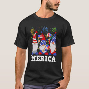 Merica 4th Of July Patriotic Gnomes  American Flag T-Shirt