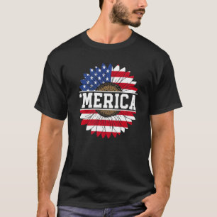 Merica 4th Of July Sunflower Us Patriotic American T-Shirt