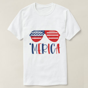 Merica 4th of July Sunglasses Patriotic Summer T-Shirt