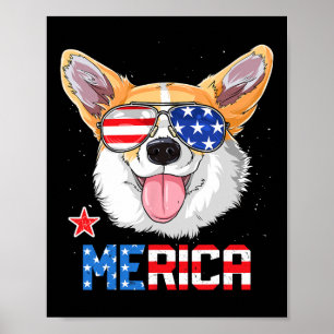 Merica 4th Of July T Shirt Kids Boys Girls Dog Pup Poster