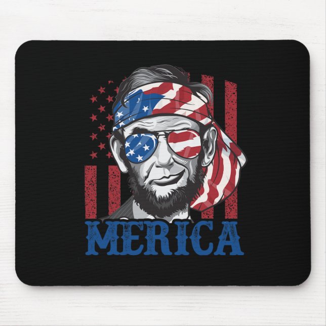 Merica Abraham Lincoln 4th Of July Shirt Men Ameri Mouse Pad (Front)
