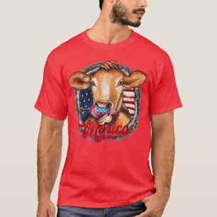 Merica America Cow Farmer 4th of July Freedom Amer T-Shirt
