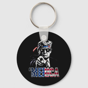 Merica America Funny Trump 4th July Keychain