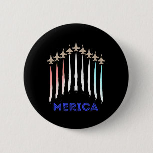 Merica America Jet Flag Trump Patriot Veteran Gift 2 Inch Round Button