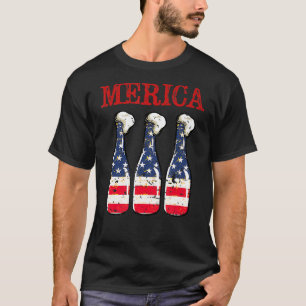 Merica American Flag 4th Of July Beer Drinking  3 T-Shirt